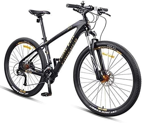 Mountain Bike : Disc Brakes All Terrain Unisex Mountain Bicycle, 27.5 Inch Mountain Bikes, Carbon Fiber Frame Dual-Suspension Mountain Bike, Gold, 30 Speed xuwuhz