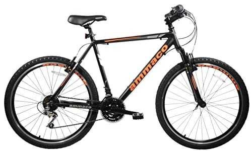 Mountain Bike : Discount Ammaco Santos 26'' Wheel Adult Mens Mountain Bike Front Suspension Hardtail 21'' Frame Alloy Black Orange