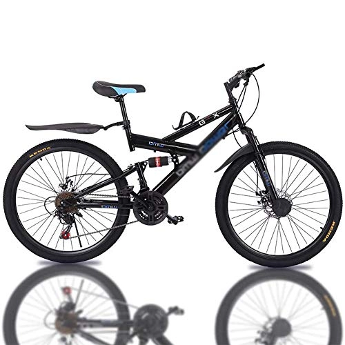 Mountain Bike : DNNAL 26 in Mountain Bikes, High Carbon Steel Bike 21 Speed Bicycle Full Suspension MTB for Men / Women