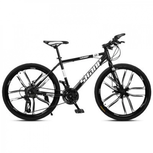 Mountain Bike : Double Disc Brake Mountainbike Off-road Student Variable Speed Integrated Wheel Unisex Single Bicycle (Black, 30 Speed)