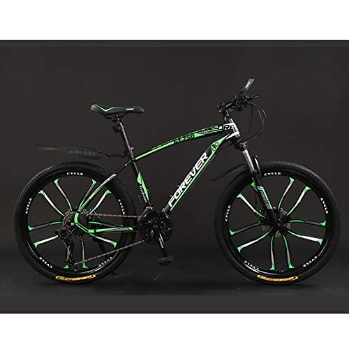 Mountain Bike : Double Disc Brakes Bicycle Aluminum Adult Mountain Bike / 10 knife tires Bicycle Dual Disc Brake Aluminum Frame Men / women Mountain Off-road Bike-black-27speed_26inches