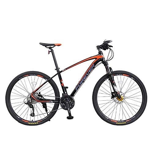Mountain Bike : Double disc brakes shock-absorbing cross-country self-mountain mountain bike 27-speed / 5 inch aluminum alloy road bike male and female students adult bicycle black red-26 inch + 24 speed + black red