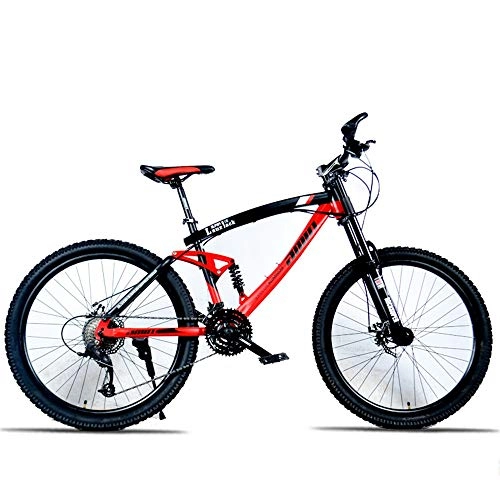 Mountain Bike : DRAKE18 Downhill mountain bike 26 inch bicycle 30 speed off-road double disc brakes adult outdoor riding, Red