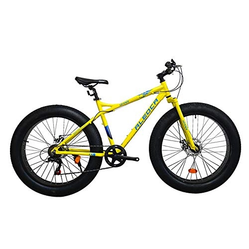 Mountain Bike : DRAKE18 Fat bike, 26 inch 7 speed shift double disc brakes off-road 4.0 tires snowmobile beach adult bicycle, Yellow