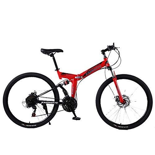 Mountain Bike : DRAKE18 Folding mountain bike, 26 inch 27 speed shift double disc brake soft tail front and rear shock absorption high carbon steel off-road adult outdoor riding trip, D