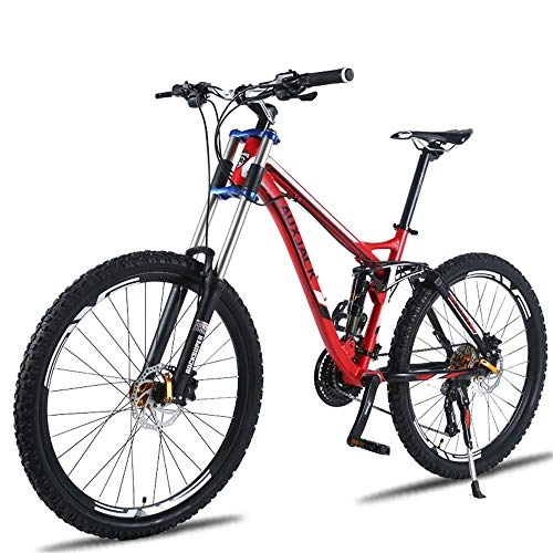 Mountain Bike : DRAKE18 Professional downhill mountain bike off-road 26 inch 27 speed aluminum alloy bicycle adult outdoor riding, Red
