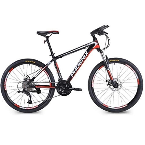 Mountain Bike : Dsrgwe Mountain Bike / Bicycles, Aluminium Alloy Frame, Front Suspension and Dual Disc Brake, 26inch Wheels, 27 Speed (Color : Black+Red)
