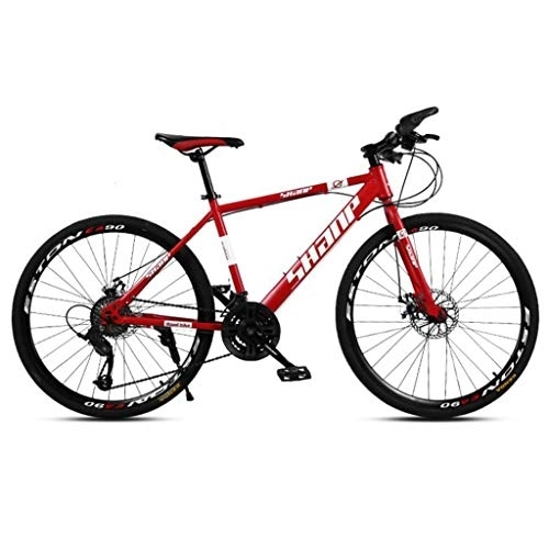 Mountain Bike : Dsrgwe Mountain Bike / Bicycles, Carbon Steel Frame, Front Suspension and Dual Disc Brake, 26inch Wheels (Color : Red, Size : 27-speed)