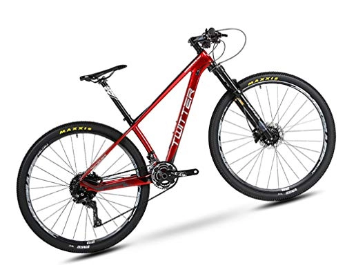 Mountain Bike : DUABOBAO Mountain Bike, Suitable For Young Adults, Carbon Fiber Material, M8000-22 Speed (33 Speed) Large Set Standard, 29 Inch Large Wheel Diameter, Red, 17