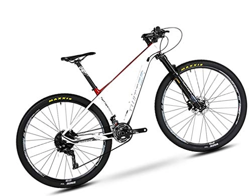 Mountain Bike : DUABOBAO Mountain Bike, Suitable For Young Adults, White / Red, M8000-22 Speed (33 Speed) Large Set Standard, 29 Inch Large Wheel Diameter, Carbon Fiber Material, White, 14