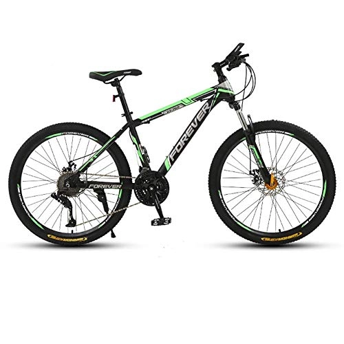 Mountain Bike : Dual Disc Brake Bicycle, 26 Inch All Terrain Mountain Bike, 21-Speed Drivetrain, High Carbon Steel Frame, for Mens Women, Multiple Choices jianyou ( Color : Black green , Size : 10 cutter wheels )