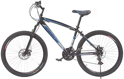 Mountain Bike : Dual Suspension Mountain Bikes Comfort & Cruiser Bikes 21 Speed Mountain Bike 24 Inch Double Disc Brake Speed Travel Road Bicycle Sports Leisure (Color : Black blue)-Black_Blue