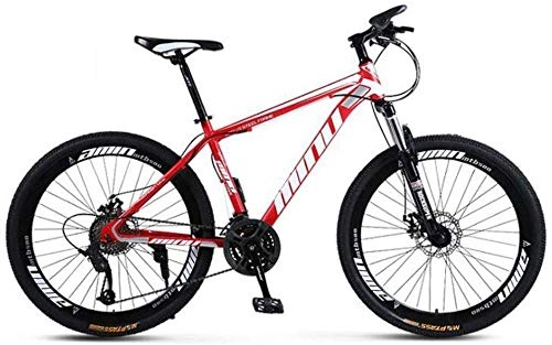 Mountain Bike : Dual Suspension Mountain Bikes Comfort & Cruiser Bikes 26 Inch Disc Brake Damping Bicycle Hard Mountain Bike Steel Frame City Road Bicycle (Color : White black Size : 30 speed)-24_speed_Black_Red