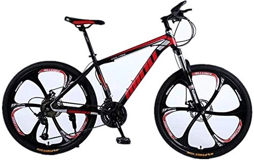 Mountain Bike : Dual Suspension Mountain Bikes Comfort & Cruiser Bikes 27 Speed Mountain Bikes 26 Inch Wheel Double Disc Brake Damping Road Bicycle For Adult (Color : Black white)-Black_Red