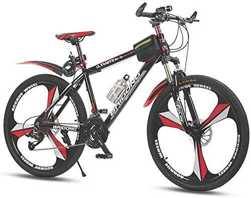 Mountain Bike : Dual Suspension Mountain Bikes Comfort & Cruiser Bikes Adult Damping Mountain Bike 26 Inch Wheels Dual Disc Brake Variable Speed Road Bicycle (Color : Green Size : 21 speed)-24_speed_Red