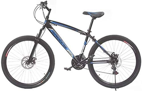 Mountain Bike : Dual Suspension Mountain Bikes Comfort & Cruiser Bikes City Mountain Bike 24 Inch 21 Speed Double Disc Brake Speed Road Bicycle Sports Leisure (Color : Black green)-Black_Blue