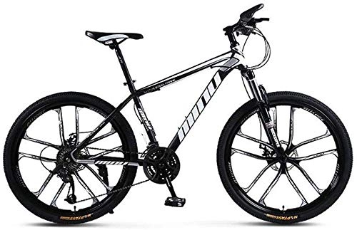 Mountain Bike : Dual Suspension Mountain Bikes Comfort & Cruiser Bikes Double disc brake Mountain Bike 26 inch wheel city road bicycle for adults (Color : Black red Size : 30 speed)-24_speed_Black_White