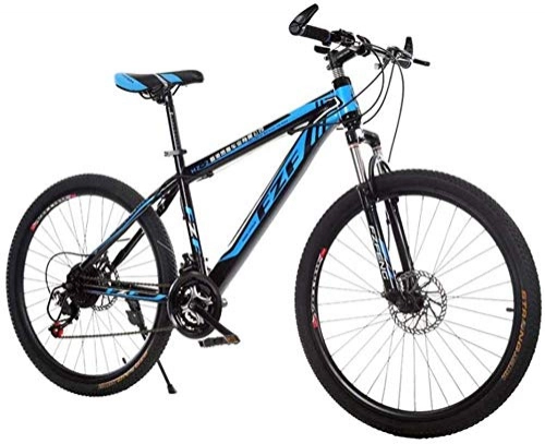 Mountain Bike : Dual Suspension Mountain Bikes Comfort & Cruiser Bikes Mountain Bike 24 Speed MTB Sports Leisure High-carbon Steel Frame Unisex Adult (Color : Black blue)-Black_Blue