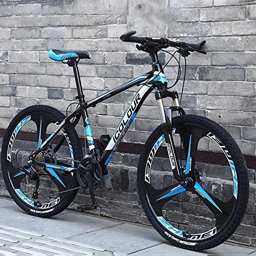 Mountain Bike : DULPLAY 26 Inch 27 Speed Aluminum Lightweight Mountain Bikes, Adult Mountain Bikes, Hardtail Mountain Bicycle With Front Suspension Black And Blue 26", 27-speed