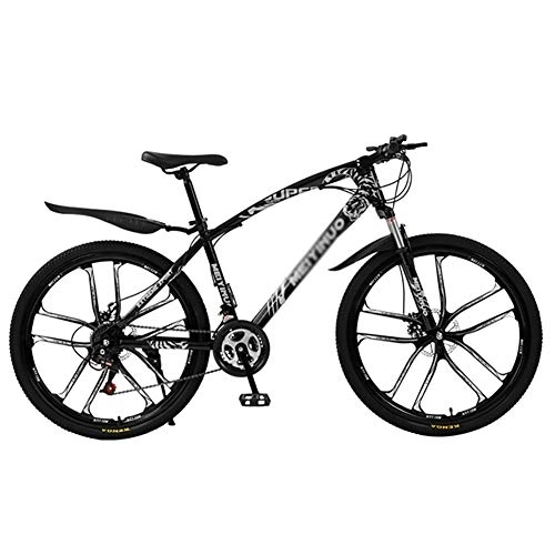 Mountain Bike : DULPLAY Dual Disc Brake Shock Absorption Front Suspension, Men's And Women's Shift Mountain Bikes, Mountain Bike Bicycle Black 10 Spoke 26", 27-speed