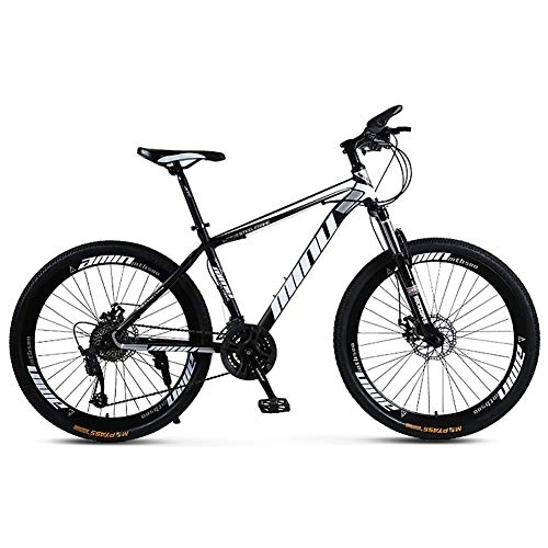 Mountain Bike : DULPLAY Lightweight Dual Disc Brake Mountain Bikes, High-carbon Steel Mountain Bicycle With Front Suspension, Adult Mountain Bike Black 26", 24-speed