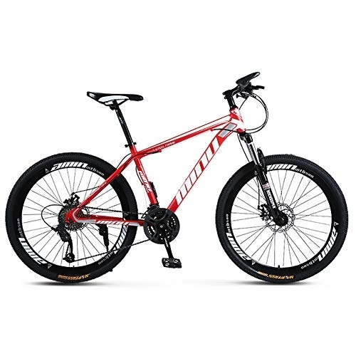 Mountain Bike : DULPLAY Lightweight Dual Disc Brake Mountain Bikes, High-carbon Steel Mountain Bicycle With Front Suspension, Adult Mountain Bike Red 26", 24-speed