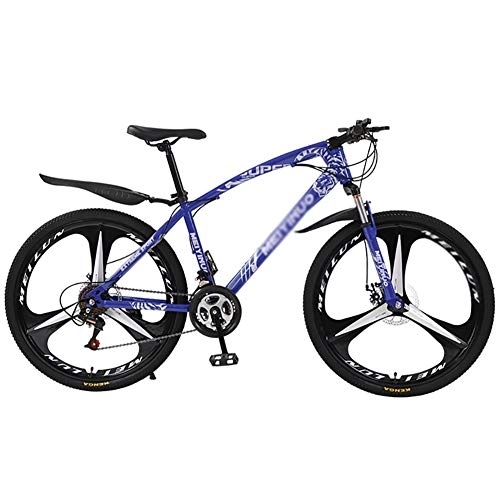 Mountain Bike : DULPLAY Mountain Bicycle With Front Suspension Adjustable Seat, Lightweight Mountain Bikes Bicycles, Strong Frame Disc Brake Mountain Bike Blue 3 Spoke 26", 24-speed