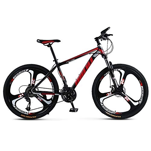 Mountain Bike : DULPLAY Racing Bike Bicycles For Women, 26 Inch Racing Adult Mountain Bike, Mountain Bicycle Forks, Full Suspension Mountain Bikes Man Black And Red 26", 21-speed
