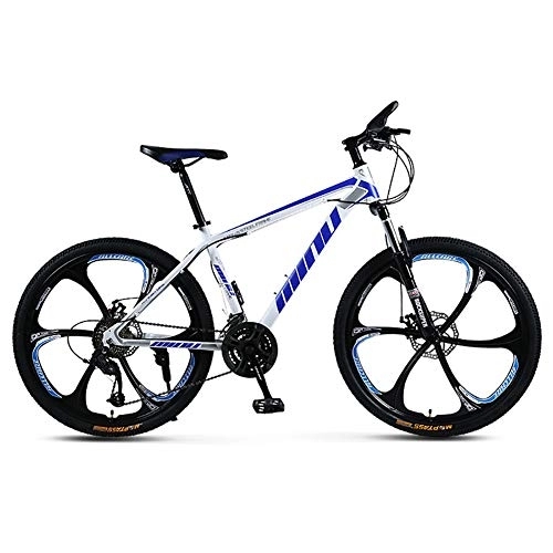 Mountain Bike : DULPLAY Racing Bike Bicycles For Women, 26 Inch Racing Adult Mountain Bike, Mountain Bicycle Forks, Full Suspension Mountain Bikes Man White And Blue 26", 21-speed