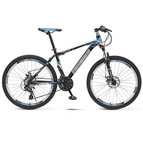 Mountain Bike : DXIUMZHP Dual Suspension Men And Women Commute On Variable Speed Bicycles, Off-road Shock-absorbing Mountain Bike, 24 / 26 Inch Wheels, 21-speed Adjustable MTB (Color : Blue, Size : 24 inche)
