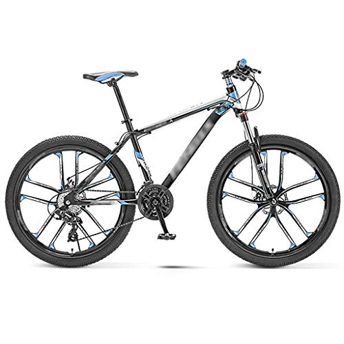 Mountain Bike : DXIUMZHP Dual Suspension Off-road Mountain Bike, Bicycle, Light Road Bike, 10 Knife Wheels, 30 Speed, Efficient Shock Absorption (Color : Blue, Size : 26 inches)