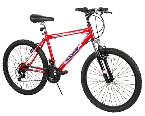 Mountain Bike : Dynacraft Hardtail Echo Ridge Mountain Bike Boys 24 Inch Wheels with 18 Speed Grip Shifter and Dual Handbrakes in Red