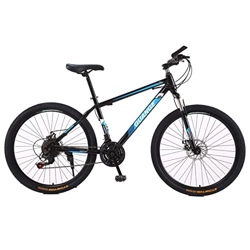 Mountain Bike : EASSEN Adult Mountain Bike, 21 Speed Full Suspension Off-Road Bike, High Carbon Steel Frame W / Dual Mechanical Disc Brakes Outdoor Bicycles for Cycling Enthusiast MTB black blue- 27.5