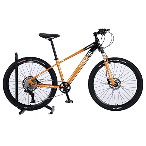 Mountain Bike : EASSEN Adult Mountain Bike, Aluminum Alloy Frame 11 / 12 Speed Off-road 50 Teeth Cassette, With Dual Mechanical Disc Brakes, for Men Women Cycling Enthusiasts Orange black- 27.5" 12
