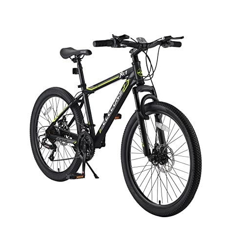 Mountain Bike : Elecony Saver100 24 Inch Mountain Bike Boys Girls Shimano 21 Speed Mountain Bicycle with Daul Disc Brakes and Front Suspension MTB