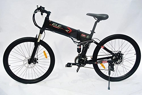 Mountain Bike : ELECYCLE 250W Electric Bicycle 26 Inch with Shimano 21 Speeds Folding Mountain Bike in Black with LED Display