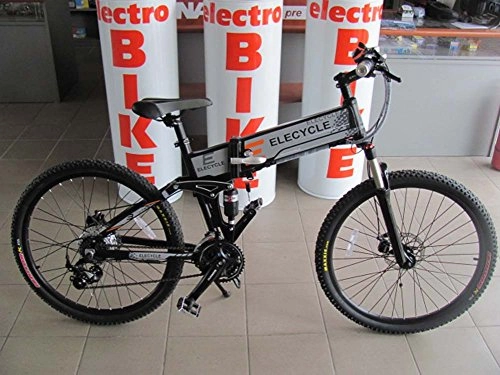 Mountain Bike : ELECYCLE 250W Electric Bicycle 26 Inch with Shimano 21 Speeds Folding Mountain Bike with Lithium Samsung Battery in Black