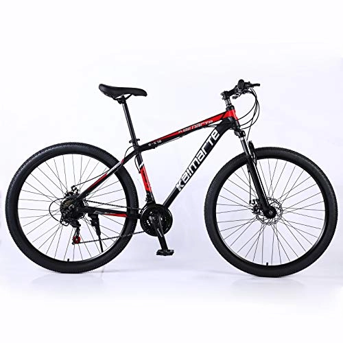 Mountain Bike : Ergonomic Design Comfortable Adjustable Saddle Bike, Not-slip Comfortable Handlebar Bike, 34.1 Inch 27 Speed Front Suspension Mountain Bike-Black and red 34.1 inch.27 speed