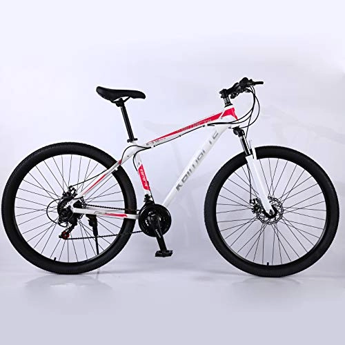 Mountain Bike : Ergonomic Design Comfortable Adjustable Saddle Bike, Not-slip Comfortable Handlebar Bike, 34.1 Inch 27 Speed Front Suspension Mountain Bike-White red 34.1 inch.27 speed