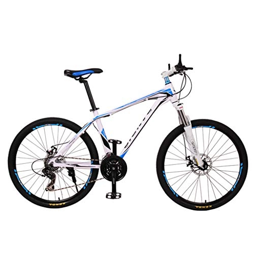 Mountain Bike : Estrella-L Mountain Bike Aluminum Frame Bicycle Fork Wheels Double Disc Brakes Racing Bicycle Outdoor Cycling Easy to Install (26'', 30 Speed), Blue