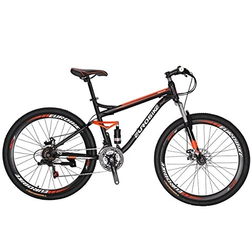 Mountain Bike : Euobike JMC S7 Mountain Bike 21 Speed 27.5 Inches Wheels Dual Suspension MTB Bicycle for Men and Women