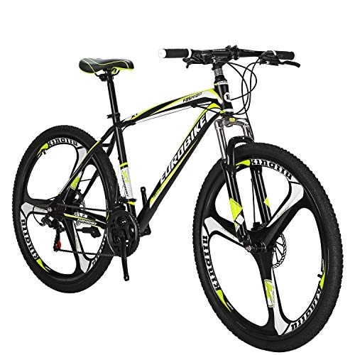 Mountain Bike : Eurobike 27.5 Inch Wheels Mountain Bike 21 Speed Bicycle Suspension Fork Daul Disc Brakes For adult (Yellow)