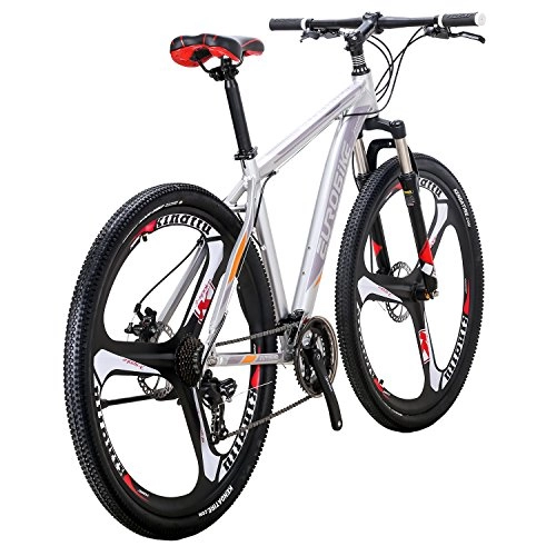 Mountain Bike : Eurobike Bikes EURX9 29 Inches 3-Spoke Wheels Aluminum Frame Mountain Bike 21 Speed Dual Disc Brake Bicycle Silver