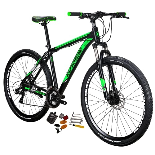 Mountain Bike : Eurobike Bikes X9 Aluminum Frame Mountain Bike 29 Inches Wire Spoke Wheels 21 Speed Dual Disc Brake Bicycle Blackgreen