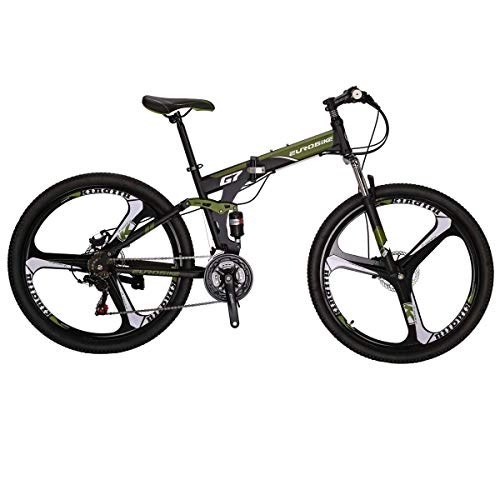 Mountain Bike : Eurobike Folding Bike Tsm G7 Bicycle 27.5Inch Dual Disc Brake Bike (Armygerrn 3-spoke)