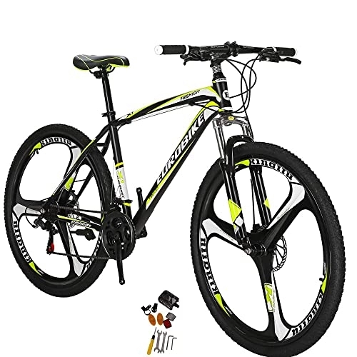 Mountain Bike : Eurobike Mens Mountain Bike 27.5'' Wheels for Adult Men and Women 17'' Frame (black yellow)