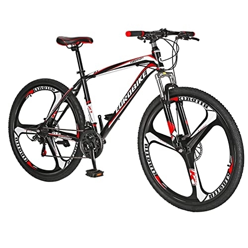 Mountain Bike : Eurobike Mountain Bikes X1 21 Speed Bicycle 27.5 Inches Muti Spoke Wheel Dual Disc Brake Bicycle Blackyellow (Blackred / 3 Spoke wheel)