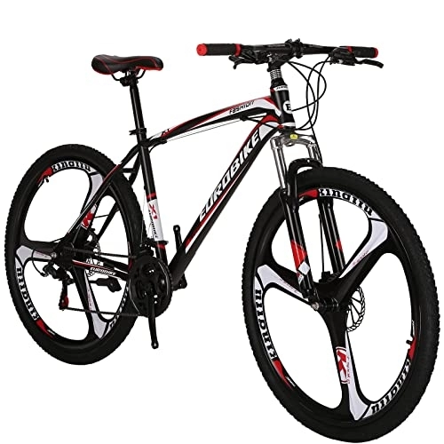 Mountain Bike : Eurobike OBK 27.5” Mountain Bike 21 Speed Bicycle Disc Brakes Adult Bikes for Men Women… (3-Spoke wheels Red)