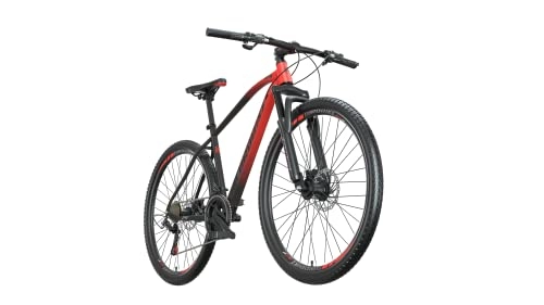 Mountain Bike : Eurobike X3 Mens / Womens Mountain Bike, 29-Inch Wheels, 19-Inch Steel Frame, 21 Speed Adult Bike (Black-red)