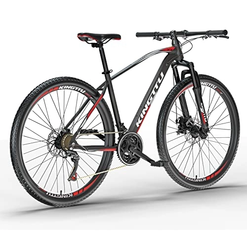 Mountain Bike : Eurobike X3 Mountain Bike, 21 Speed Hardtail Mountain Bikes for Unisex Adults, Disc Brake Mountain Bicycle, 29" Inch MTB Bicycle (Blackred -Kingttu X3)